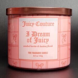 Juicy Couture I‎ Dream Of Juicy Berries Floral 14.5 oz Candle Bows Coquette NEW